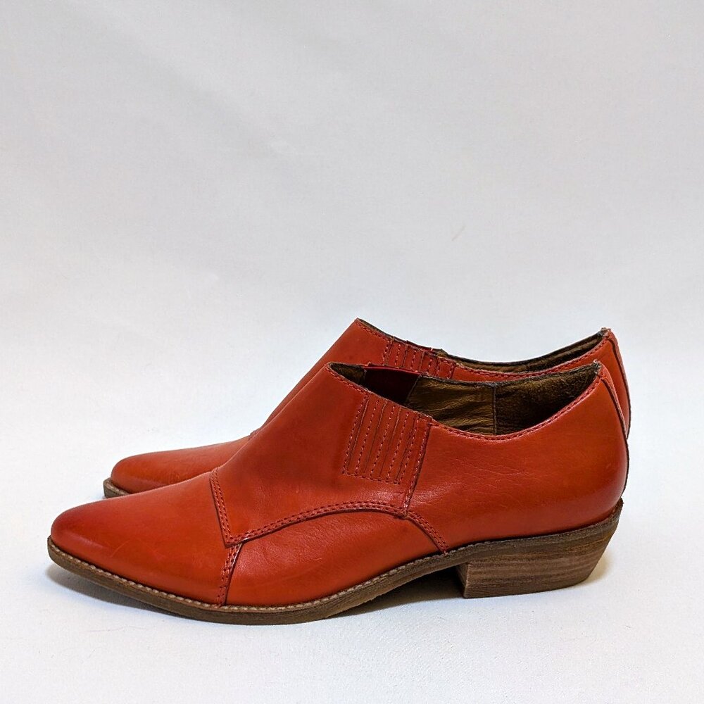 Nicole Western Stitches Burnt Orange Leather Ankle Pointed Bootie Women's 6.5 - Picture 5 of 8